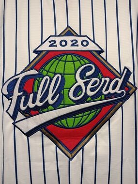 Full Send White & Blue Pinstripe Men's Baseball Jersey New